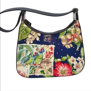Vintage Parrot Print‎ Studded Shoulder Bag